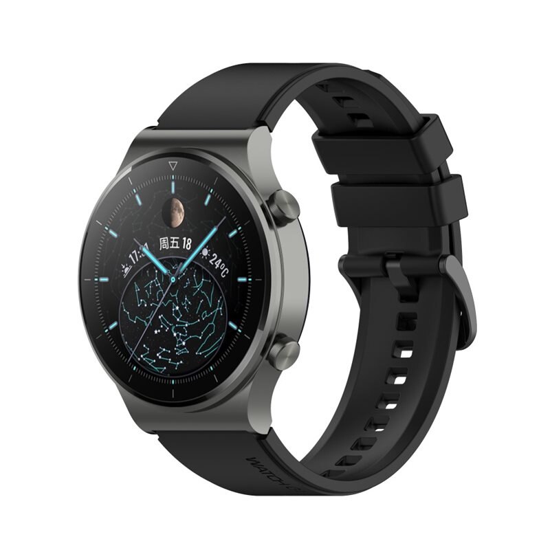 Huawei Watch GT 2 46mm Armband aus Silikon Schwarz - Sportliches Armband - Perfekt fürs Training - Sportarmband