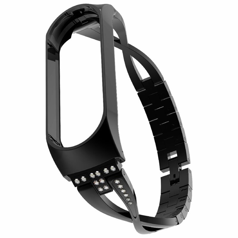 Xiaomi Mi Band 5/6 Crystal Bracelet Black - Luxuriöses Armband mit elegantem Design - Damen