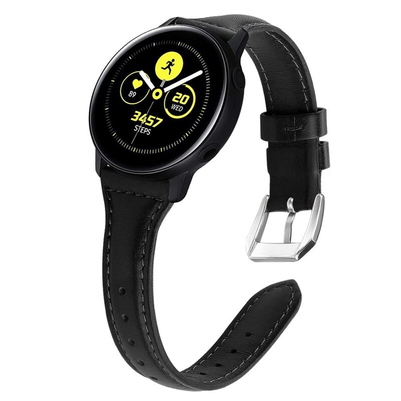 Samsung Galaxy Watch 42mm Slim Lederarmband Schwarz - Stilvolles Lederarmband - Band
