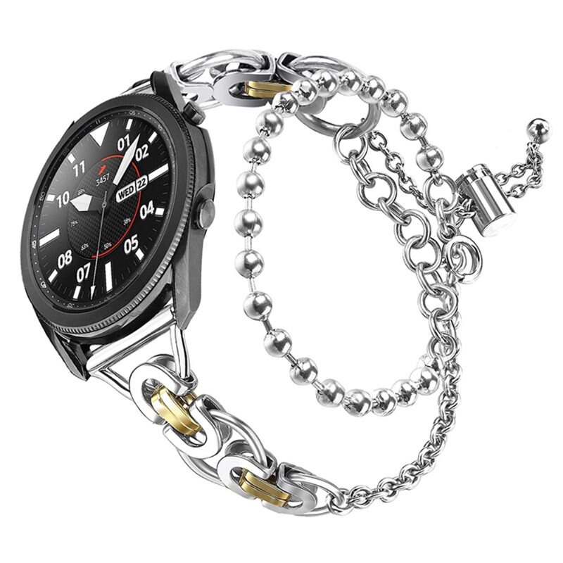 Metallarmband Mit Perlen Samsung Galaxy Watch 6 Classic 47mm Silber/Gold - Schönes Armband in schickem Design