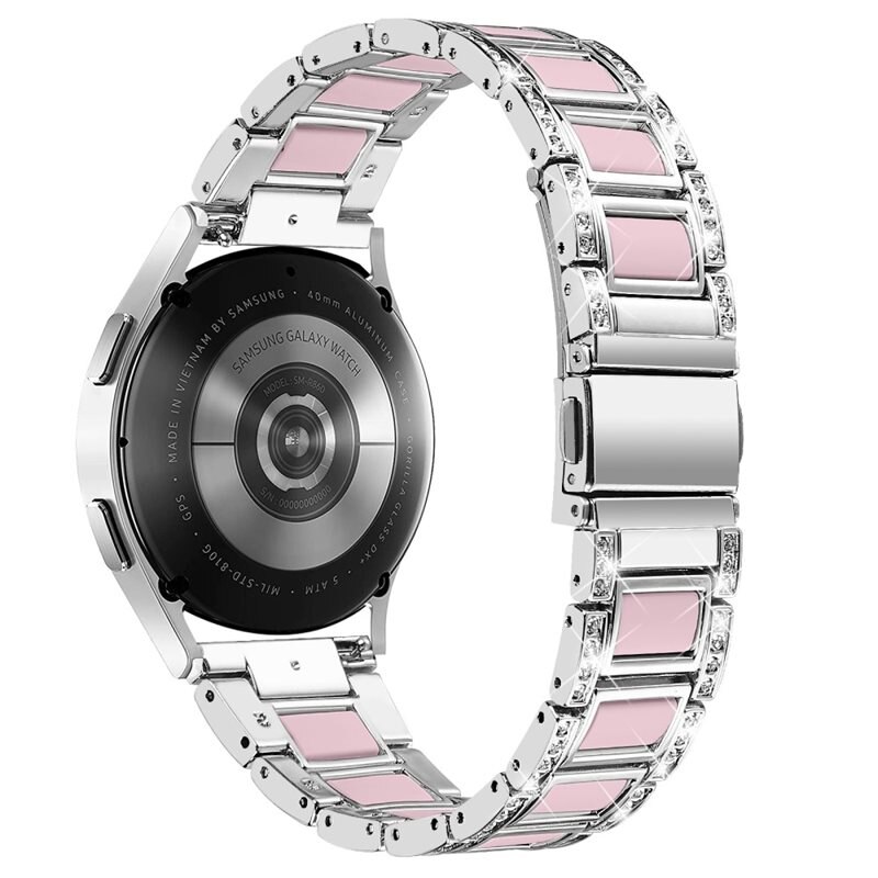 Diamond Bracelet Samsung Galaxy Watch 4 44mm Silver Rose - Armband mit diamantähnlichen Steinen - Damenarmband