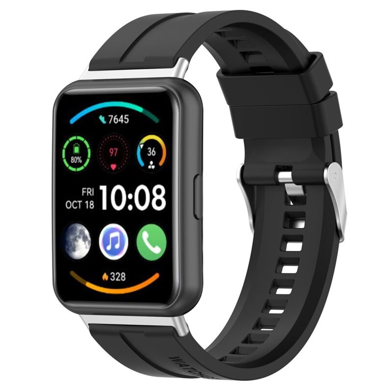 Huawei Watch Fit 2 Armband aus Silikon Schwarz - Sportliches Armband - Perfekt fürs Training - Sportarmband