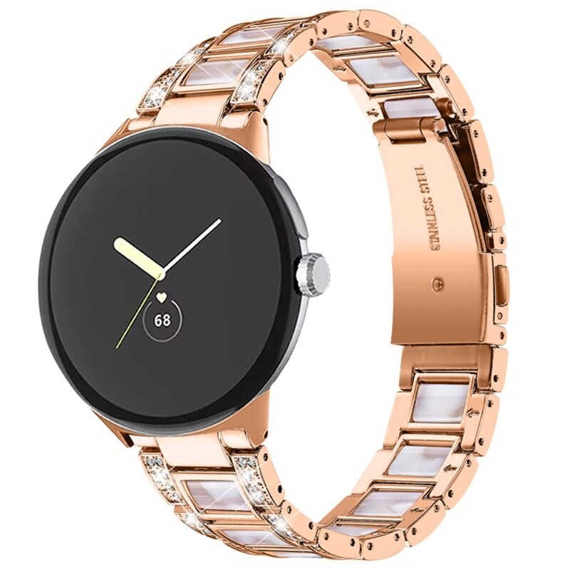 Diamond Bracelet Google Pixel Watch 3 41mm Rosegold Pearl - Armband mit diamantähnlichen Steinen - Damenarmband