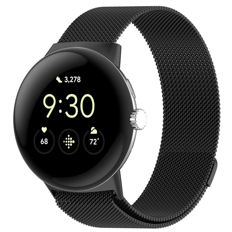 Google Pixel Watch Milanaise-Armband Schwarz - Luxuriöses Armband mit magnetischem Verschluss - Edelstahl