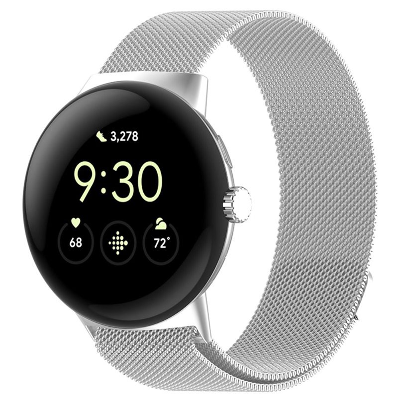 Google Pixel Watch 3 41mm Milanaise-Armband Silber - Luxuriöses Armband mit magnetischem Verschluss - Edelstahl