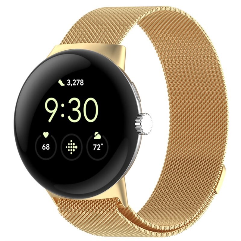 Google Pixel Watch 3 45mm Milanaise-Armband Gold - Luxuriöses Armband mit magnetischem Verschluss - Edelstahl