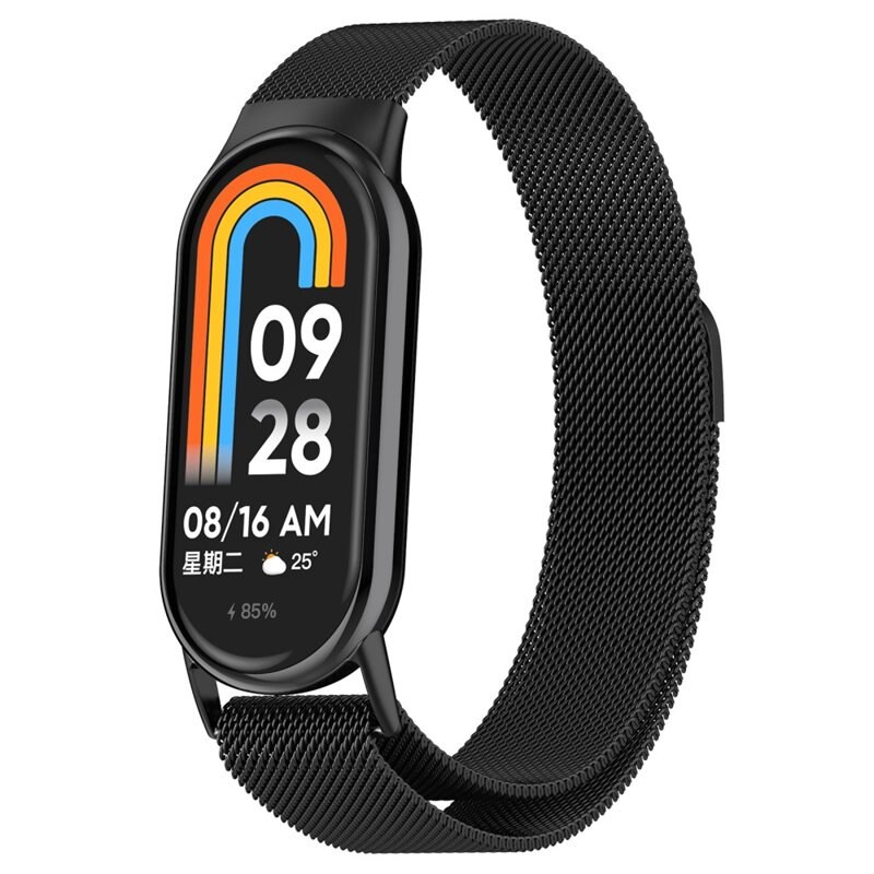 Xiaomi Smart Band 8 Milanaise-Armband Schwarz - Luxuriöses Armband mit magnetischem Verschluss - Edelstahl