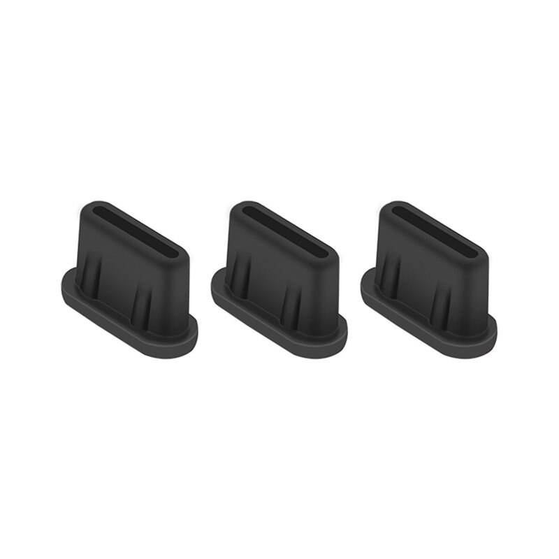 3-pack Dust Plug Silikon USB-C Schwarz - Vermeide Staub und Schmutz