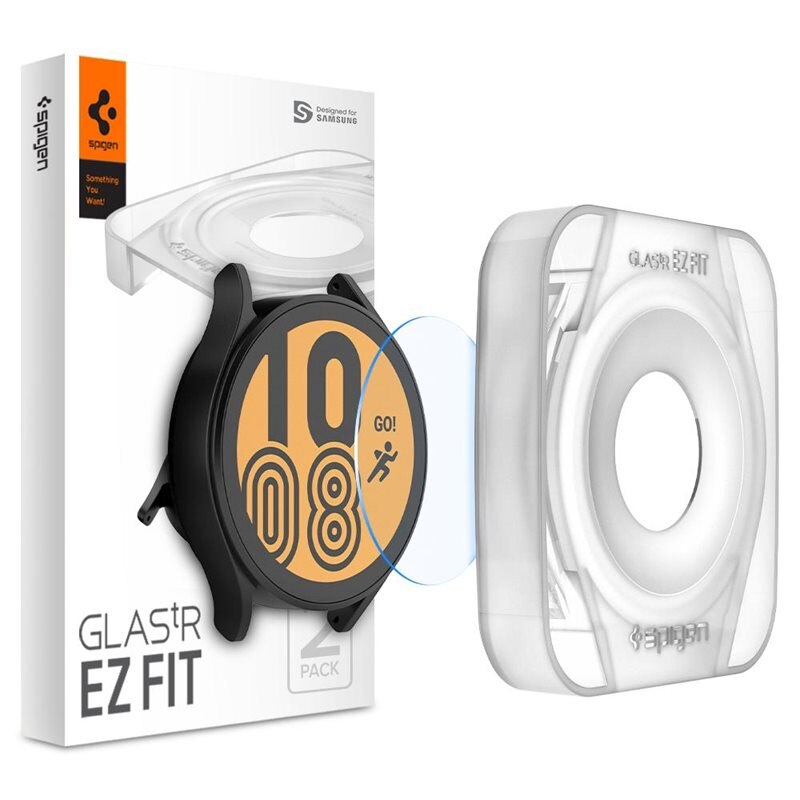 Spigen Screen Protector EZ Fit GLAS.tR (2 Stück) Samsung Galaxy Watch 4 40mm - Displayschutz aus gehärtetem Glas - Praktischer Montagerahmen