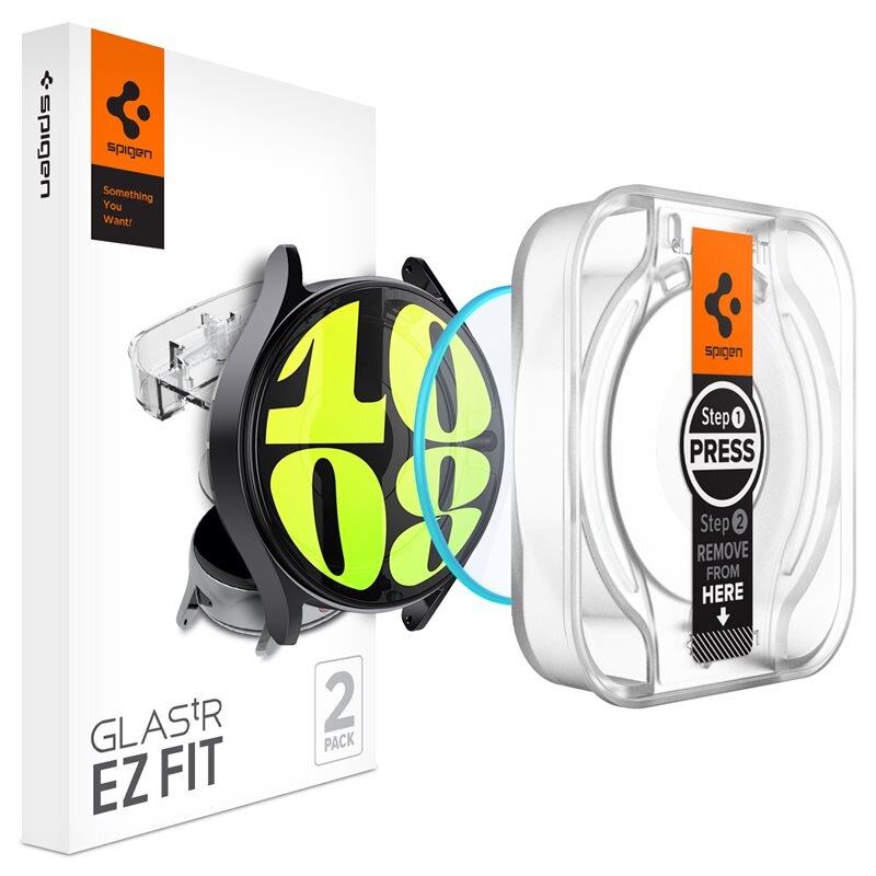 Spigen Screen Protector EZ Fit GLAS.tR (2 Stück) Samsung Galaxy Watch 7 40mm - Displayschutz aus gehärtetem Glas - Praktischer Montagerahmen