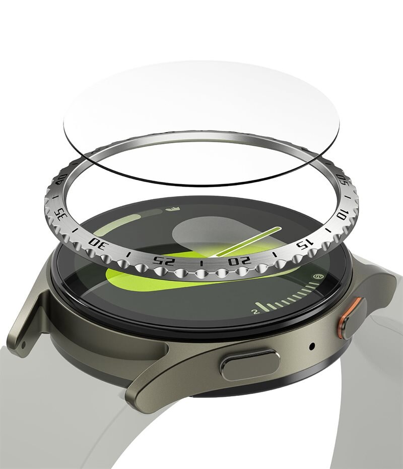 Ringke Bezel Styling + Glass Combo Samsung Galaxy Watch 7 44mm Silber - Style deine Uhr mit schützender Hülle auf