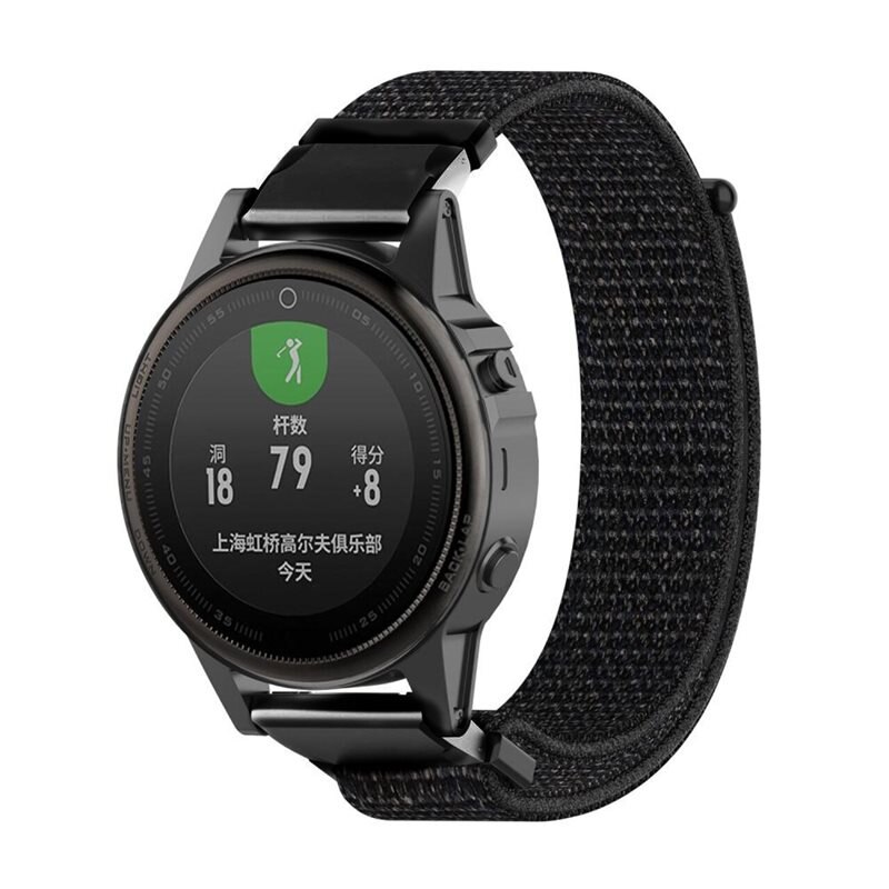 Garmin Fenix 7S Nylon-Armband Schwarz - Armband aus angenehmem und atmungsaktivem Nylon
