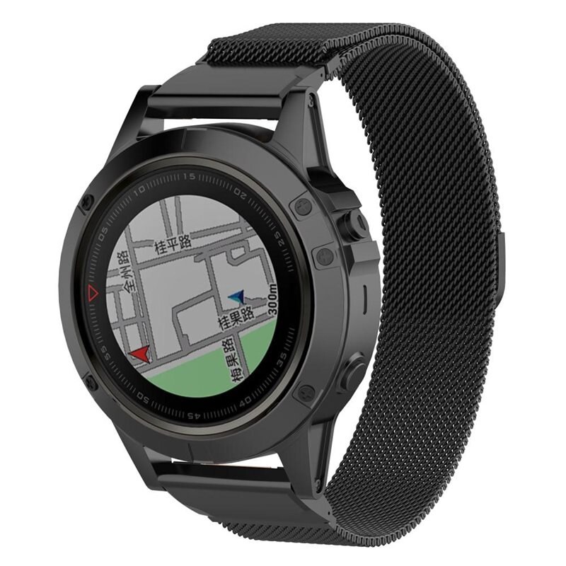 Garmin Fenix 7X Pro Milanaise-Armband Schwarz - Luxuriöses Armband mit magnetischem Verschluss - Edelstahl