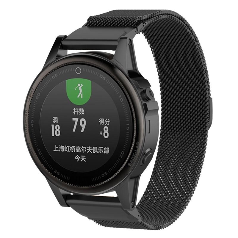 Garmin Fenix 5S Plus/Fenix 5S Milanaise-Armband Schwarz - Luxuriöses Armband mit magnetischem Verschluss - Edelstahl