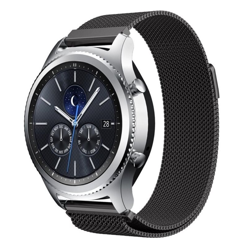 Samsung Gear S3 Frontier Milanaise-Armband Schwarz - Luxuriöses Armband mit magnetischem Verschluss - Edelstahl