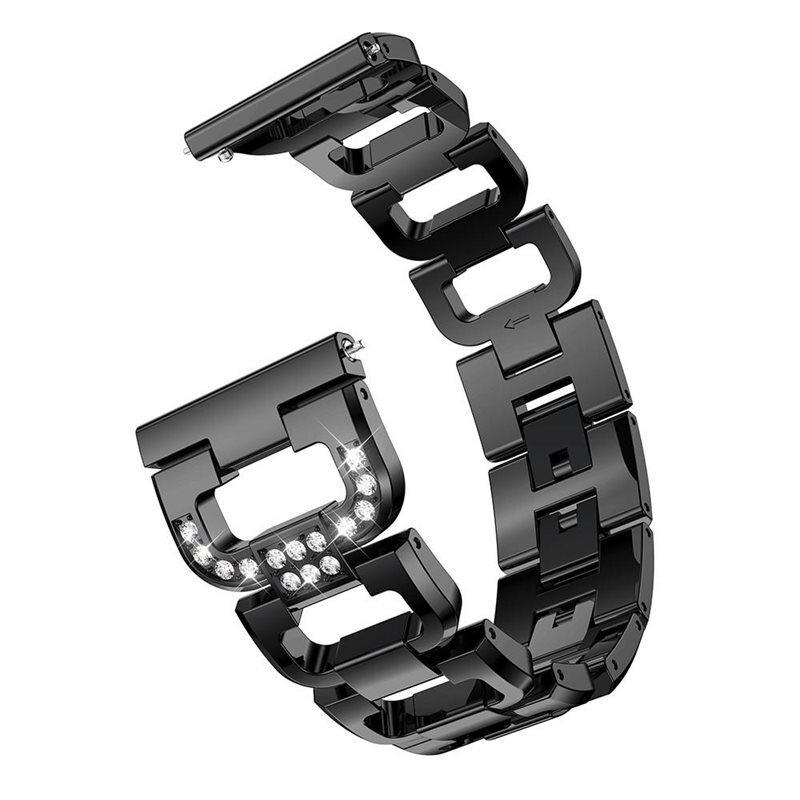 Universal 20mm Rhinestone Bracelet schwarz - Band - Schickes Armband mit schönen Steinen
