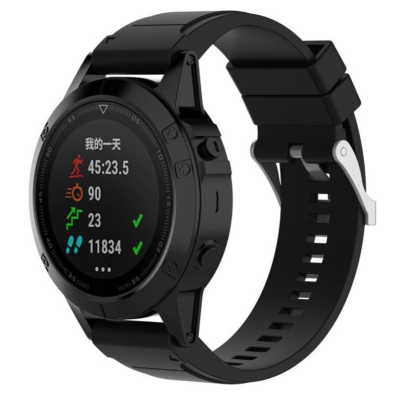 Garmin Fenix 3/Fenix 3 HR Armband aus Silikon Schwarz - Sportliches Armband - Perfekt fürs Training - Sportarmband