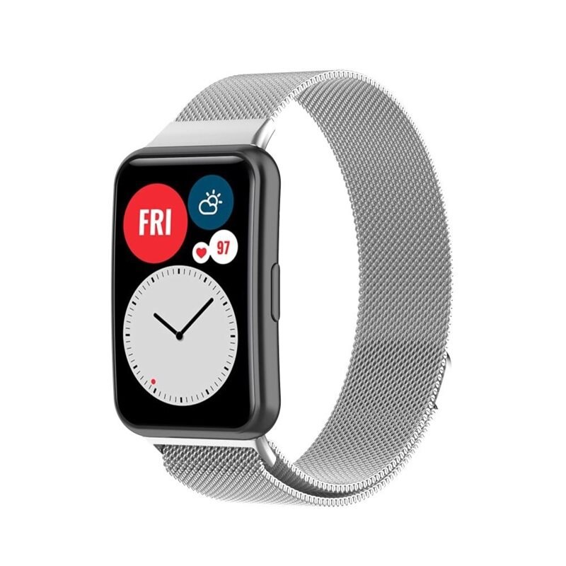 Huawei Watch Fit Milanaise-Armband Silber - Luxuriöses Armband mit magnetischem Verschluss - Edelstahl