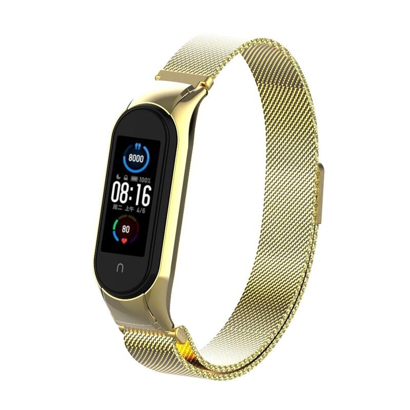 Xiaomi Mi Band 5/6 Milanaise-Armband, gold - Luxuriöses Armband mit magnetischem Verschluss - Edelstahl