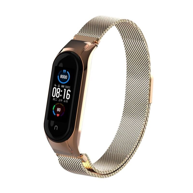 Xiaomi Mi Band 5/6 Milanaise-Armband, roségold - Luxuriöses Armband mit magnetischem Verschluss - Edelstahl