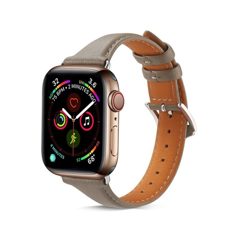 Apple Watch Series 10 42mm Slim Lederarmband grau - Stilvolles Lederarmband - Band