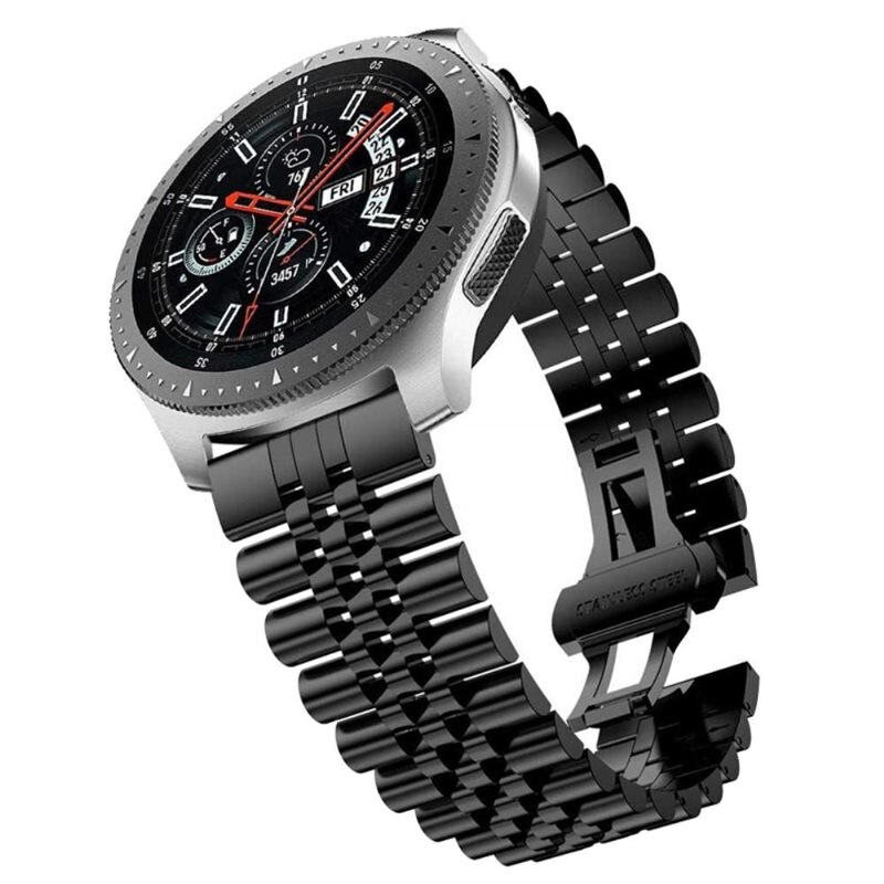 Samsung Galaxy Watch/Huawei Watch Stainless Steel Bracelet Black - Luxuriöses Armband aus rostfreiem Edelstahl