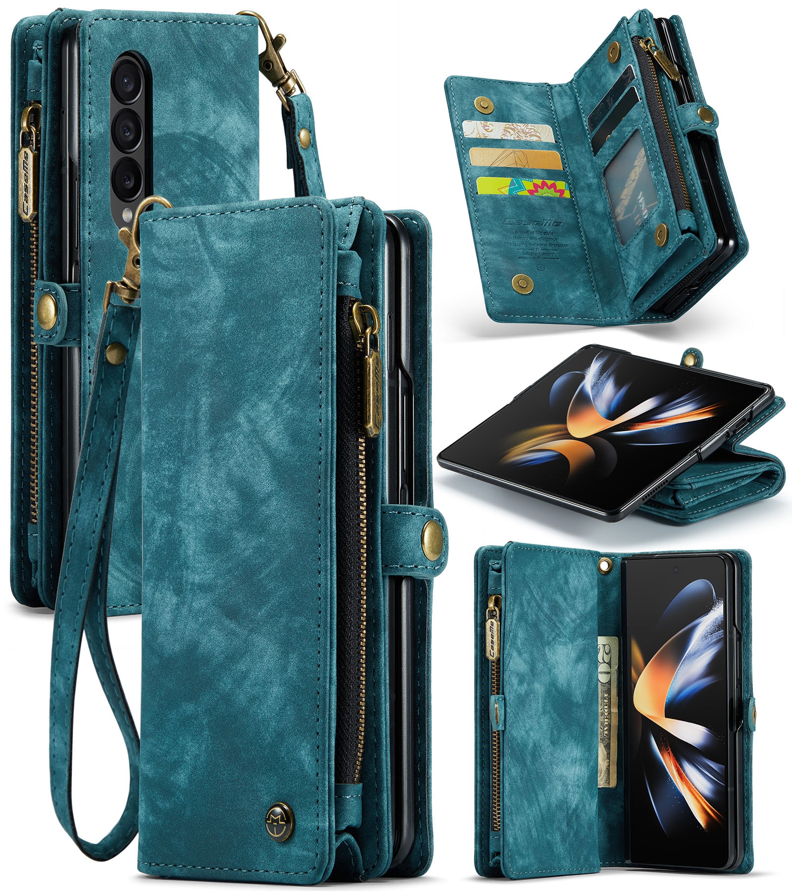 Multi-slot Portemonnaie-Hülle Samsung Galaxy Z Fold 4 Blau