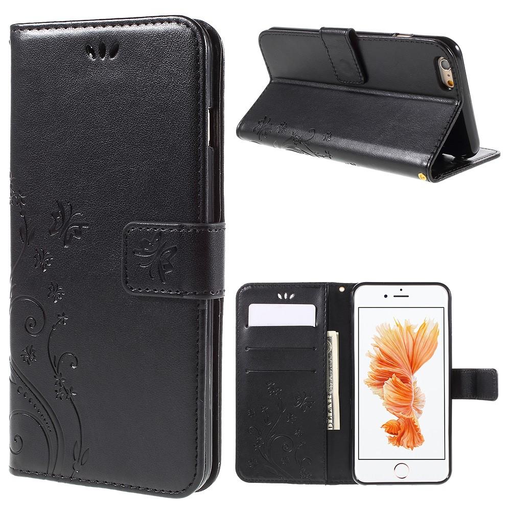 iPhone 6/6S Handyhülle mit Schmetterlingsmuster, Schwarz