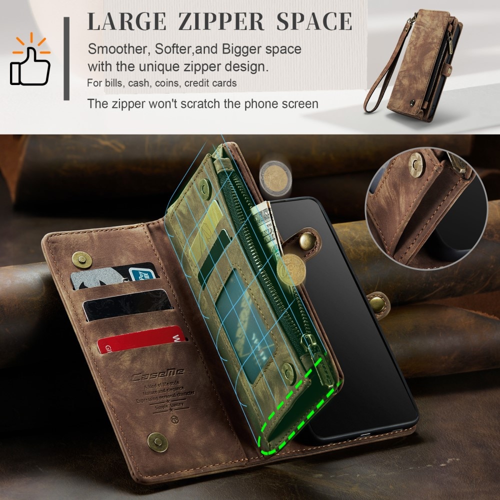 Multi-slot Portemonnaie-Hülle iPhone Xr Braun