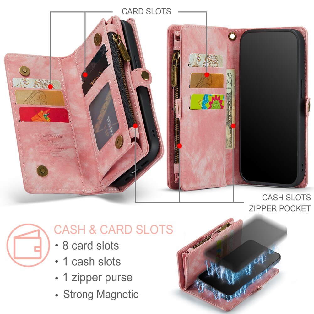 Multi-slot Portemonnaie-Hülle iPhone Xr Rosa