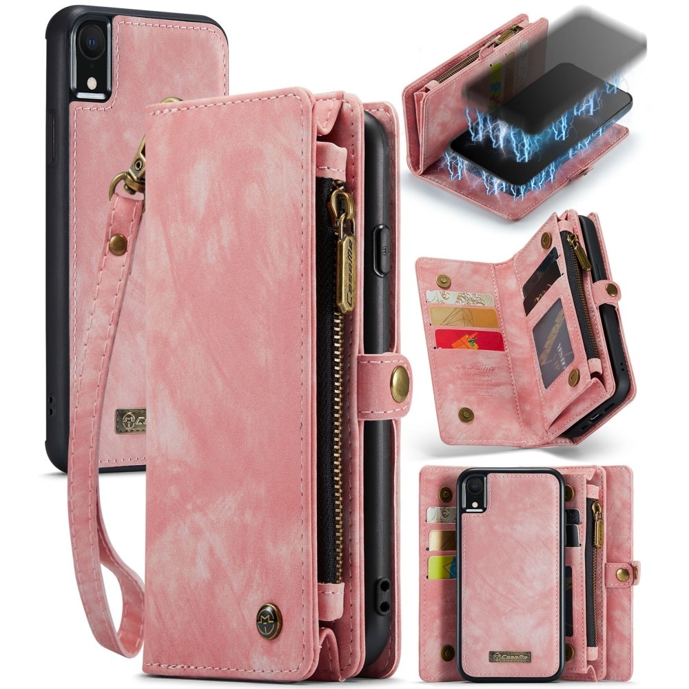 Multi-slot Portemonnaie-Hülle iPhone XR rosa