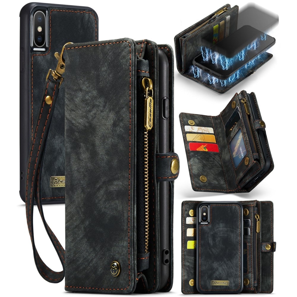 Multi-slot Portemonnaie-Hülle iPhone Xs Max Grau