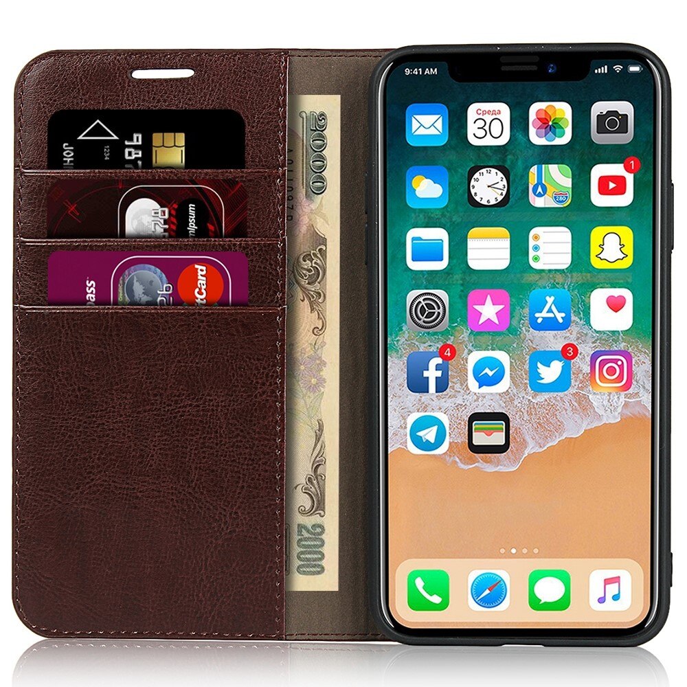 iPhone 11 Handytasche aus Echtem Leder dunkelbraun