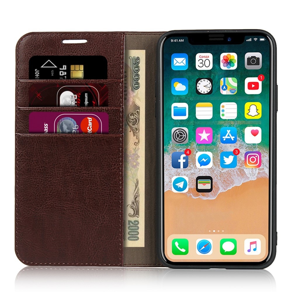 iPhone 11 Pro Handytasche aus Echtem Leder dunkelbraun