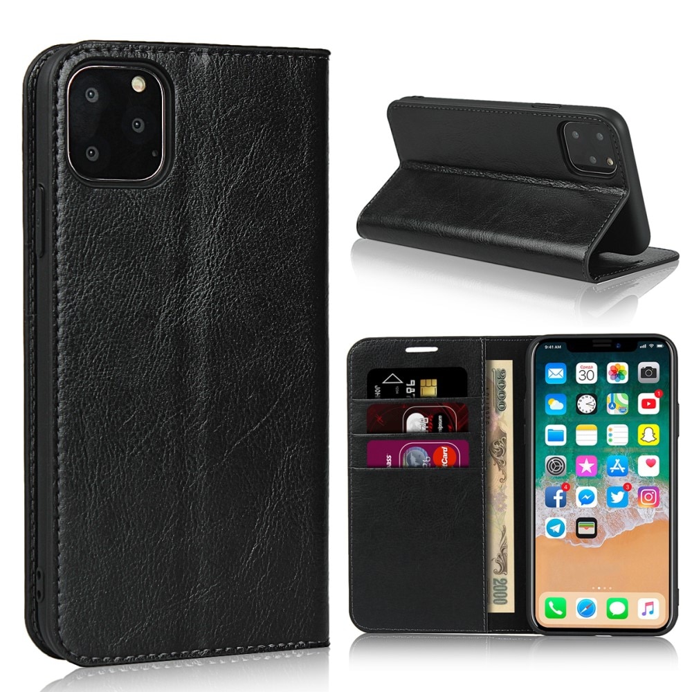 iPhone 11 Pro Handytasche aus Echtem Leder schwarz