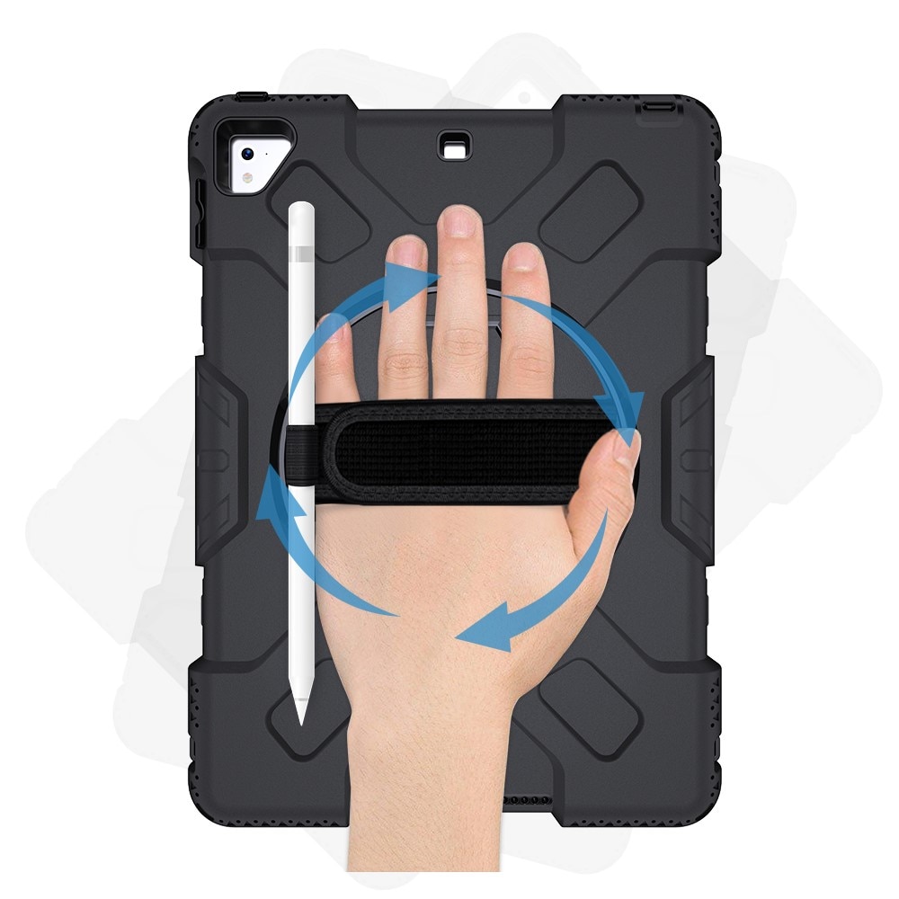 iPad 9.7 6th Gen (2018) Stoßfeste Hybrid-Hülle mit Schultergurt schwarz