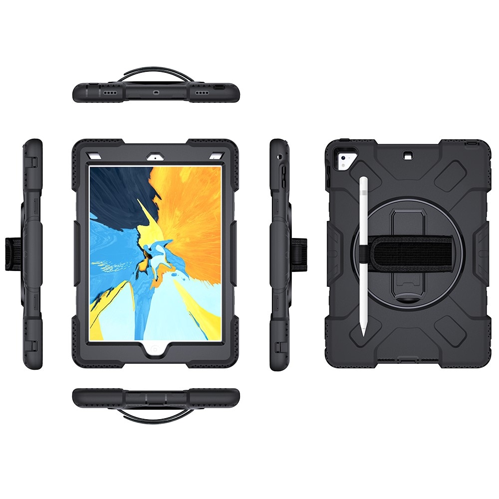 iPad Air 2 9.7 (2014) Stoßfeste Hybrid-Hülle mit Schultergurt schwarz