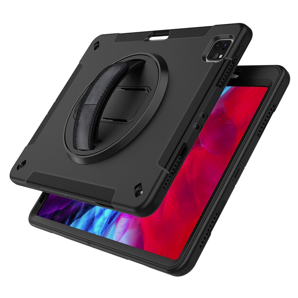 iPad Pro 12.9 4th Gen (2020) Stoßfeste Hybrid-Hülle mit Schultergurt schwarz