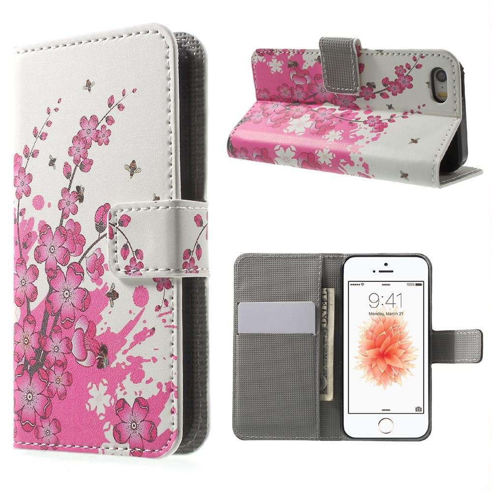iPhone 5/5S/SE Portemonnaie-Hülle Kirschblüten