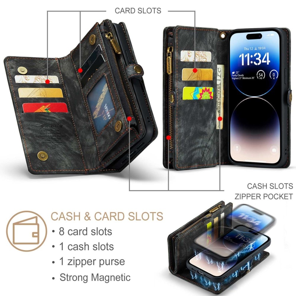 Multi-slot Portemonnaie-Hülle iPhone 12 Pro Max Grau