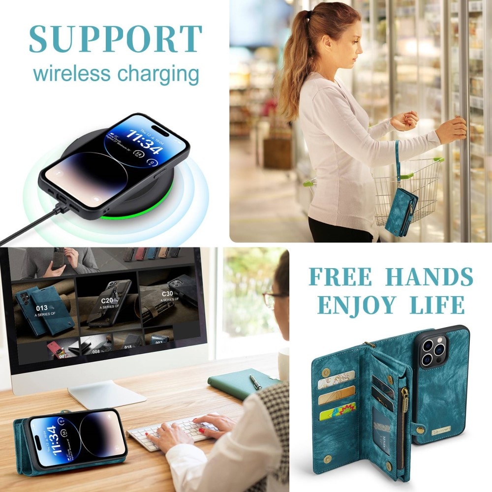 Multi-slot Portemonnaie-Hülle iPhone 12 Pro Max Blau