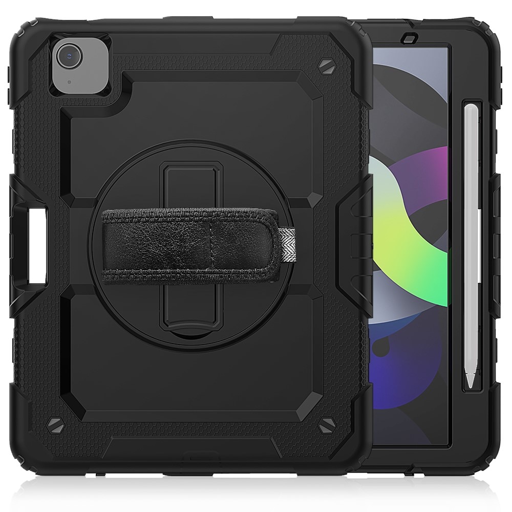 iPad Air 10.9 5th Gen (2022) Stoßfeste Full Protection Hybrid-Hülle mit Schultergurt schwarz