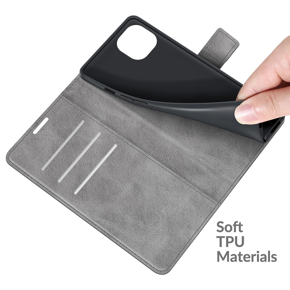 iPhone 13 Mini Leather Wallet Grau