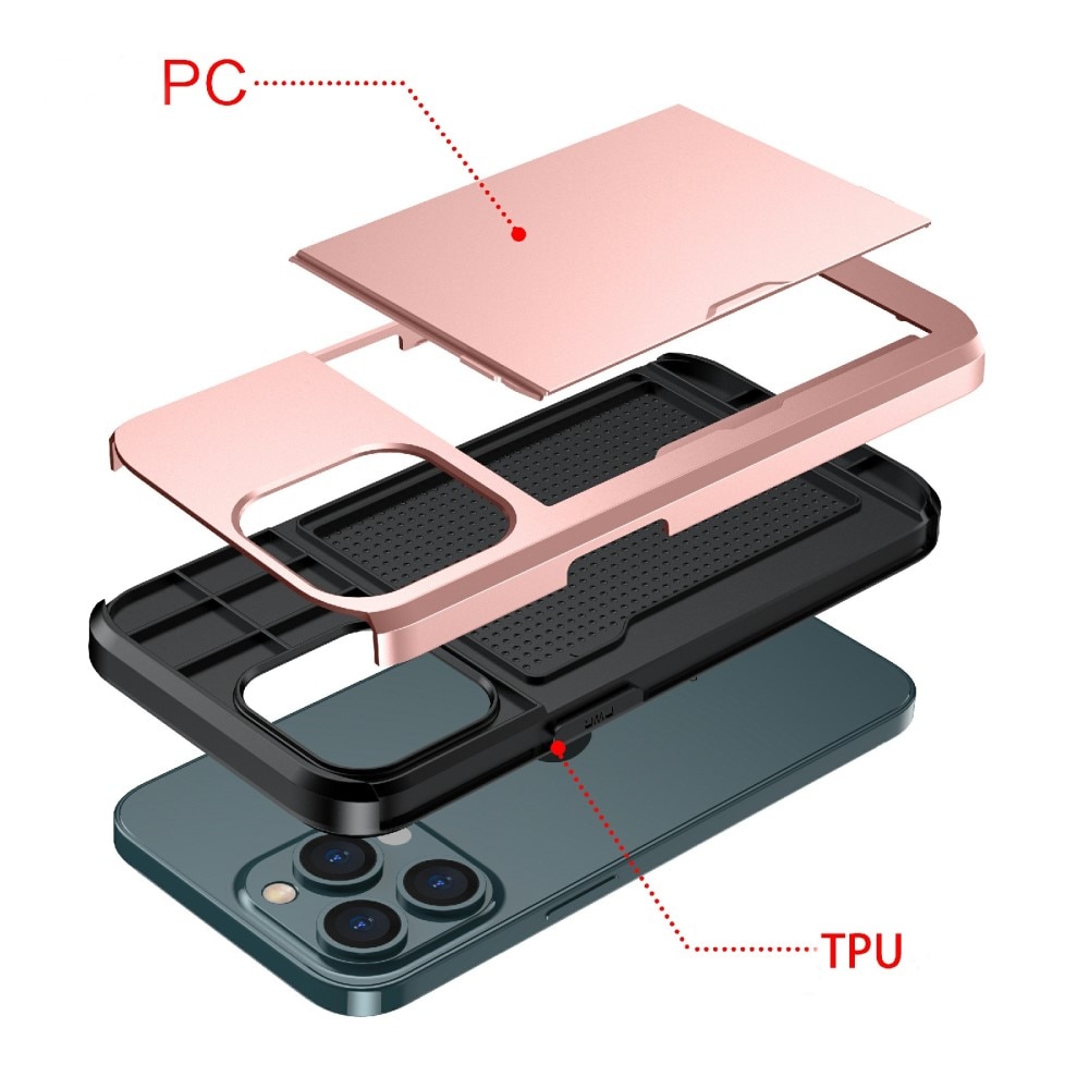 iPhone 13 Pro Max Handyhülle mit Kartenhalter rosa