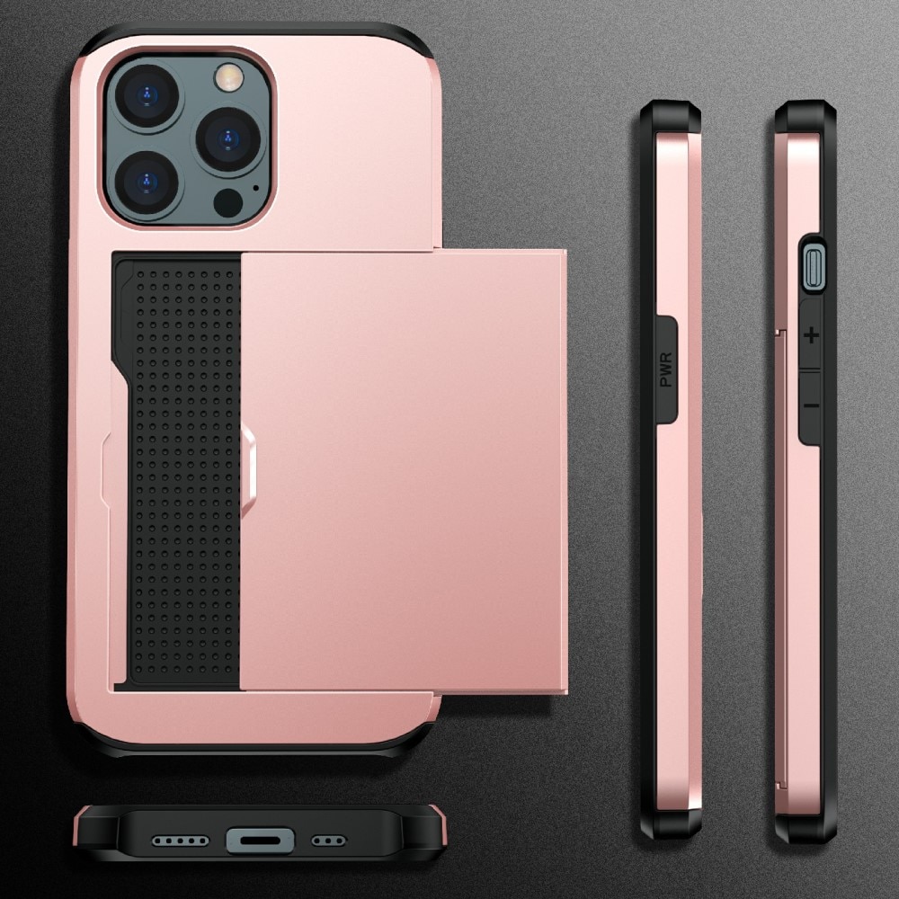 iPhone 13 Mini Handyhülle mit Kartenhalter rosa