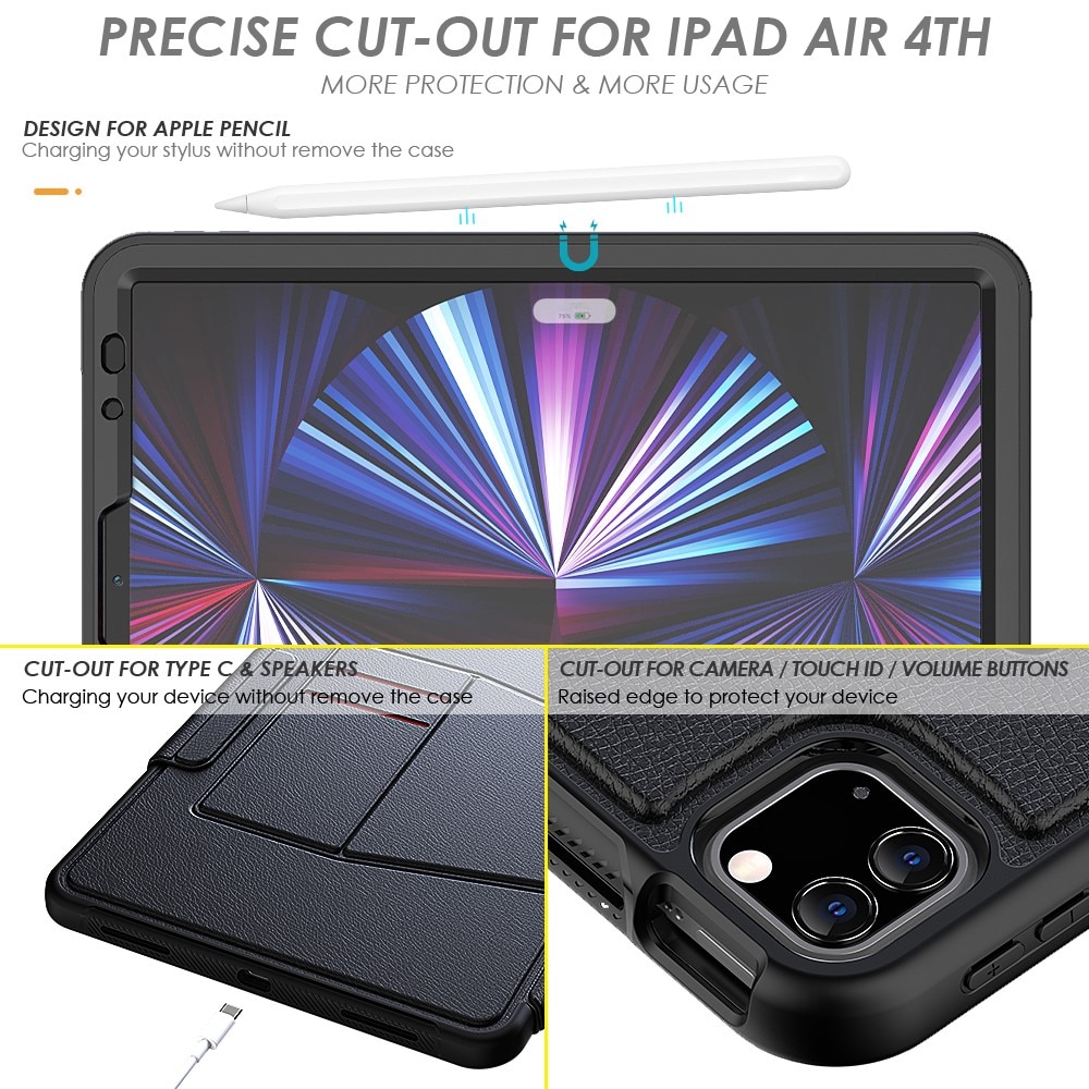 iPad Air 10.9 4th Gen (2020) Tasche mit Kartenholder schwarz