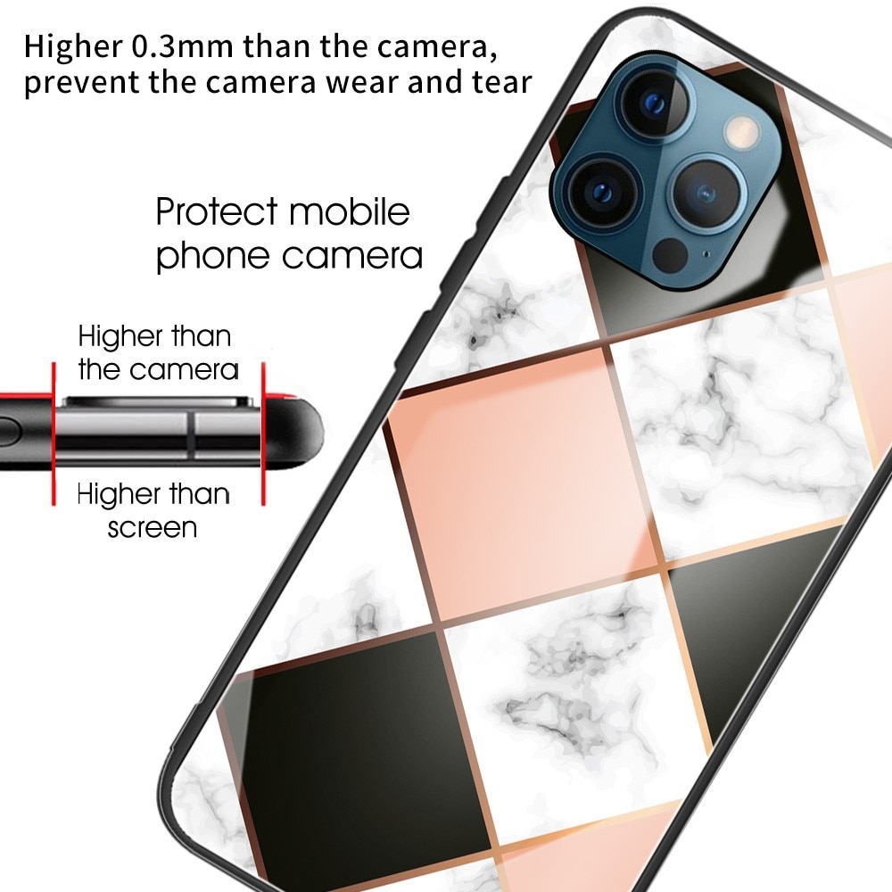 iPhone 13 Pro Hülle aus gehärtetem Glas Geometry Marble Pink