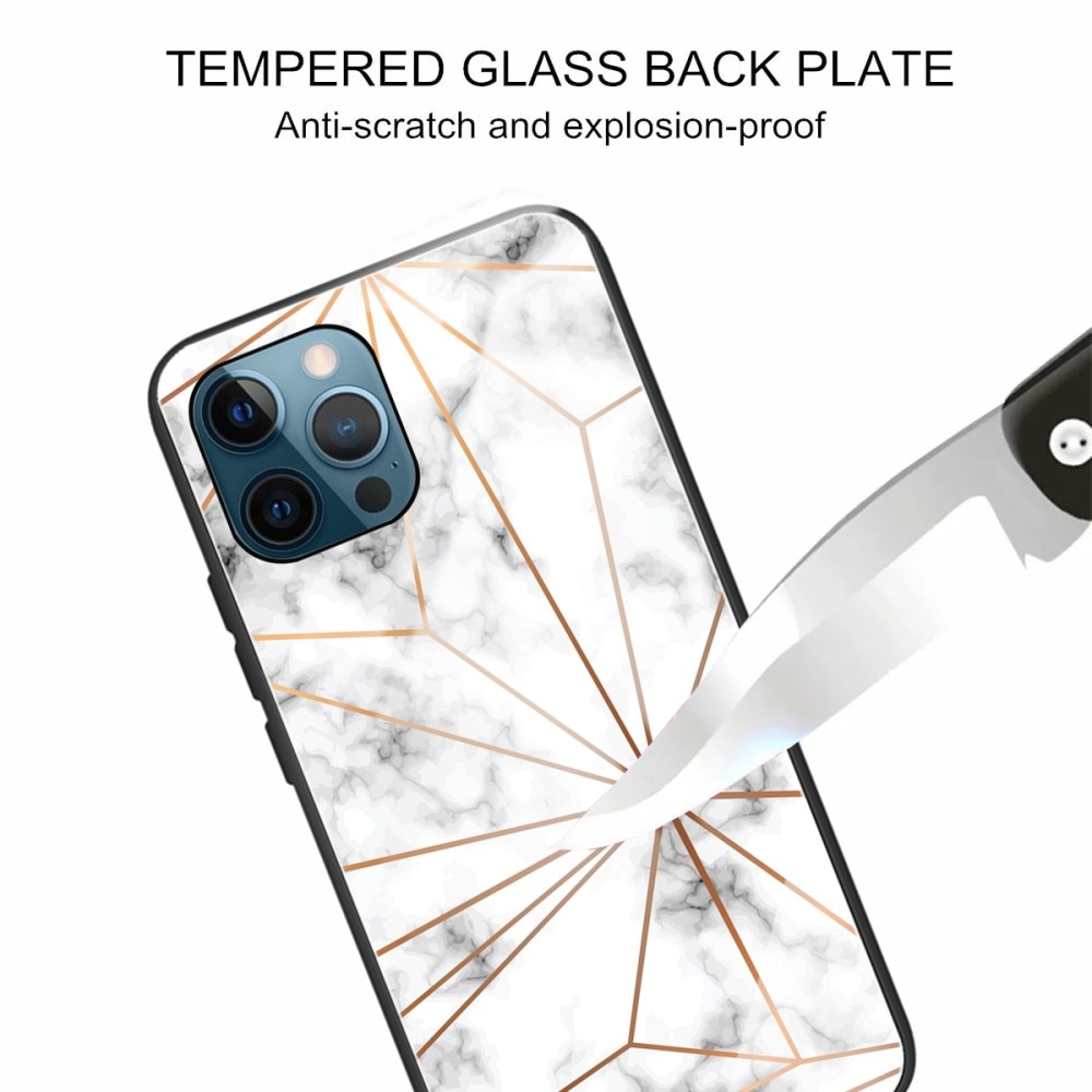 iPhone 13 Pro Hülle aus gehärtetem Glas Gold Marble