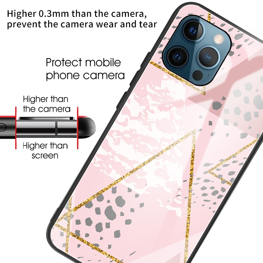 iPhone 13 Pro Hülle aus gehärtetem Glas Leopard Pink