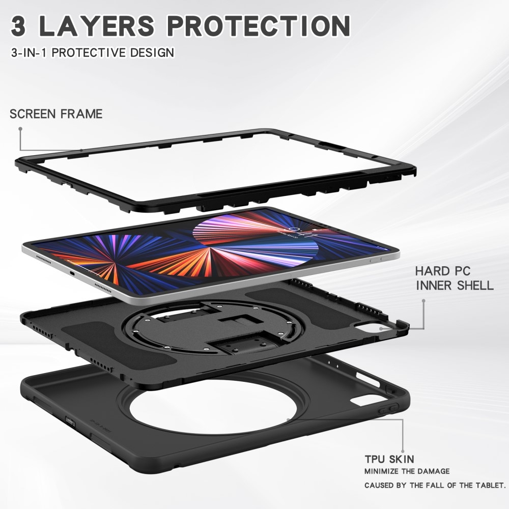 iPad Pro 12.9 6th Gen (2022) Stoßfeste Hybrid-Hülle schwarz